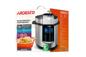 ARDESTO multicooker-pressure cooker MPC-P225, 900W, bowl-5L, electronic control, recipes book, inox+plastic, silver