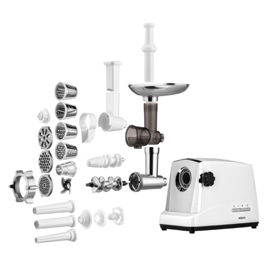 ARDESTO Meat grinder, 1750W, prod.-2 kg/min, 3 cutting plates+for sausag.plates, 4 veg., plastik, silver