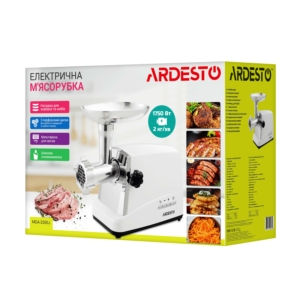 ARDESTO Meat grinder, 1750W, prod.-2 kg/min, 3 cutting plates+for sausag.plates, 4 veg., plastik, silver