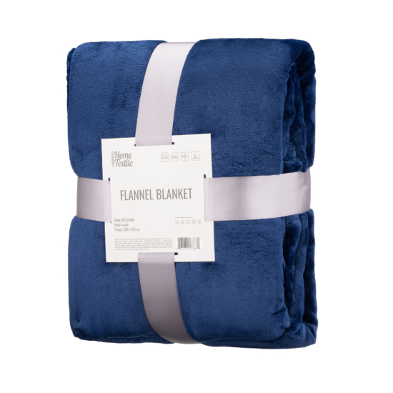 ARDESTO Flannel blanket, 200×220 cm, dark blue, 100% polyester