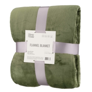 ARDESTO Flannel blanket, 200×220 cm, green, 100% polyester