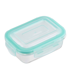 ARDESTO Food storage container Gemini 0.4l, borosilicate glass, plastic, rectangular, transparent, blue