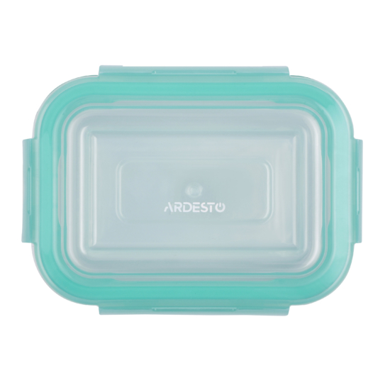 ARDESTO Food storage container Gemini 0.4l, borosilicate glass, plastic, rectangular, transparent, blue