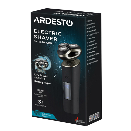 ARDESTO electric shaver rotary, 8V, razor head-3, Li-Ion, dry+wet, black