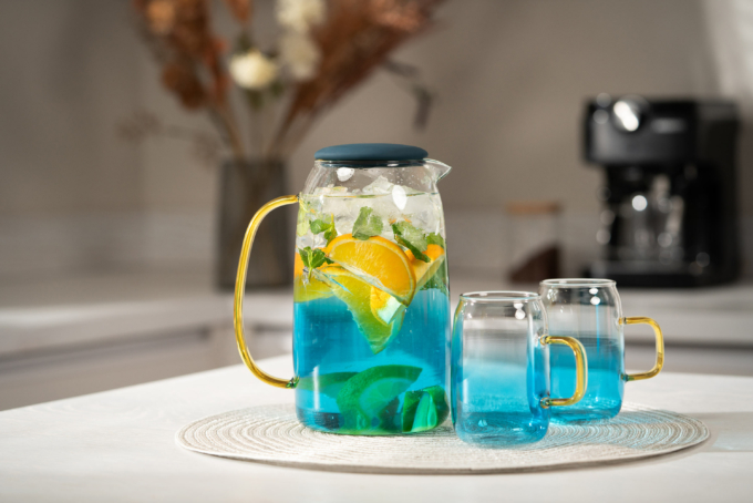 ARDESTO Borosilicate glass mug set Blue Atlantic, 300 ml, 2 pcs