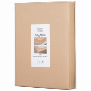 ARDESTO Fitted Sheet Mix&Match, sateen, beige, 160×200+30cm, 100% cotton