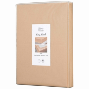 ARDESTO Fitted Sheet Mix&Match, sateen, beige, 180×200+30cm, 100% cotton