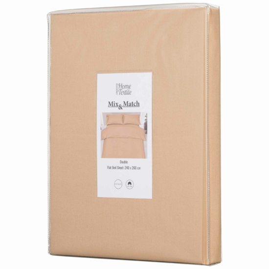 ARDESTO Flat bed sheet Mix&Match, sateen, beige, 240x260cm, 100% cotton