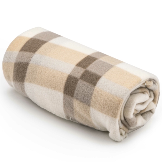 ARDESTO Fleece blanket, 130x160cm, 100% polyester, check, beige