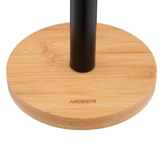 ARDESTO Paper Towel Holder Midori 15х34cm, metal, bamboo, black