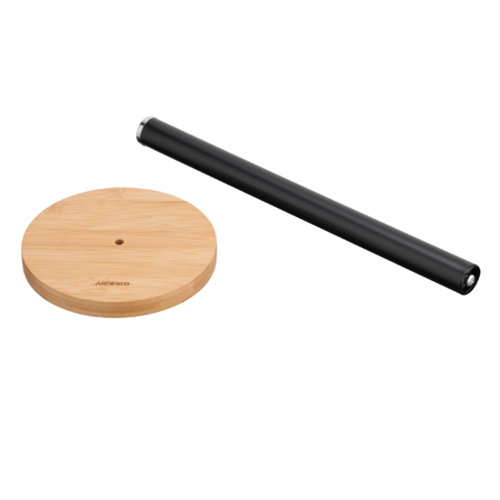 ARDESTO Paper Towel Holder Midori 15х34cm, metal, bamboo, black