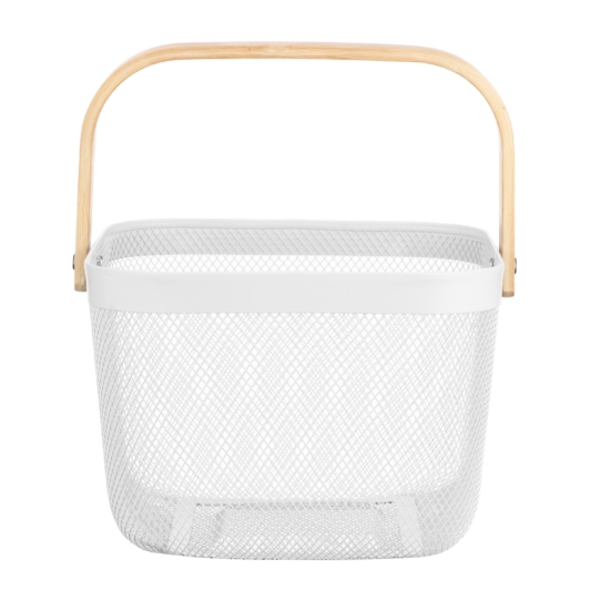 ARDESTO Basket with handle Midori metal, wood, 25х24.5х18cm, white