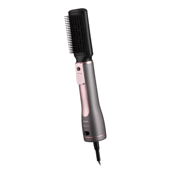 ARDESTO Фен-щітка Brush Pink Touch, 1200Вт, 2 швидкості, 2 темп. режими, LED-дисплей, функція іонізації , 4 насадки, сірий+ рожевий