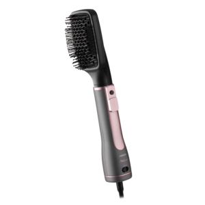 ARDESTO Фен-щітка Brush Pink Touch, 1200Вт, 2 швидкості, 2 темп. режими, LED-дисплей, функція іонізації , 4 насадки, сірий+ рожевий