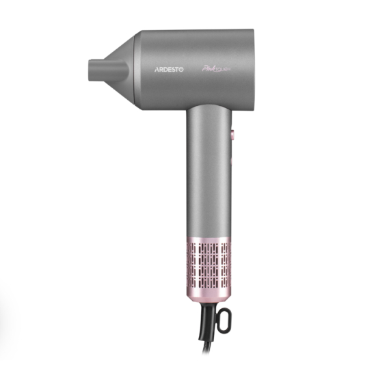 ARDESTO Hair Dryer Pink,1600W, 2 speeds, 3 temperature settings, ionization, diffuser, magnetic attachments, gray+pink