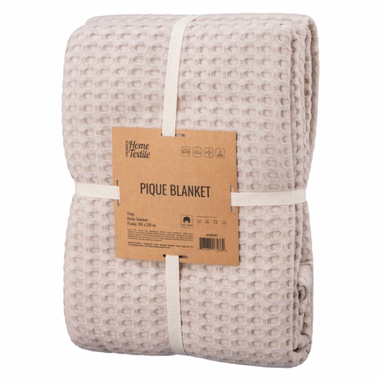 ARDESTO Pique blanket 160х230cm, 100% cotton, beige