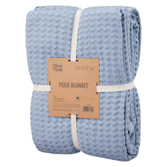 ARDESTO Pique blanket 220x230cm, 100% cotton, light blue