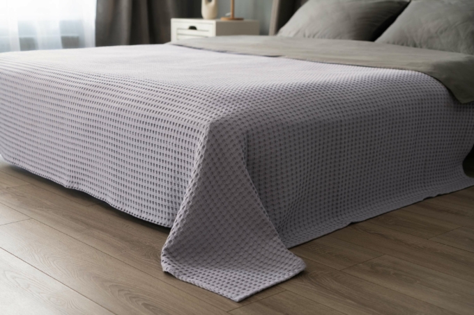 ARDESTO Pique blanket 160х230cm, 100% cotton, light grey