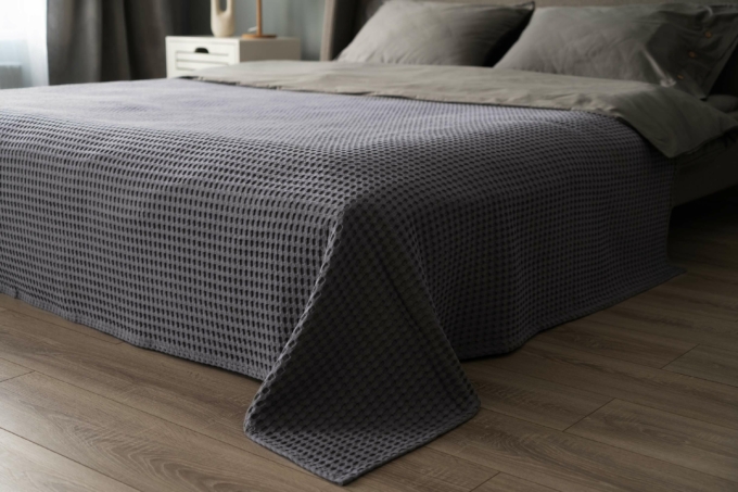 ARDESTO Pique blanket 160х230cm, 100% cotton, grey