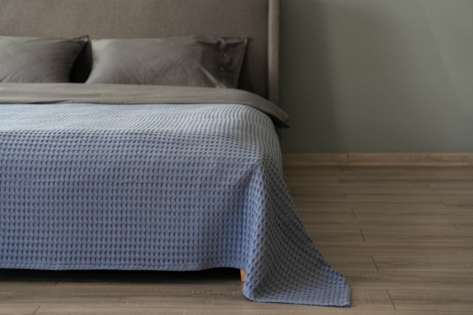 ARDESTO Pique blanket 220x230cm, 100% cotton, light blue