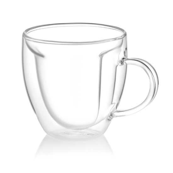 ARDESTO Double wall mug set with handle, 250ml, 2pcs, borosilicate glass, transparent