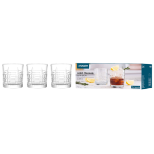 ARDESTO Whiskey glasses set Tempesta 325ml, 3pcs, glass, transparent