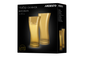 ARDESTO Long glasses set Golden Moon, 350ml, 2pcs, glass