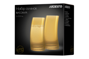 ARDESTO Long glasses set Golden Moon, 500ml, 2pcs, glass