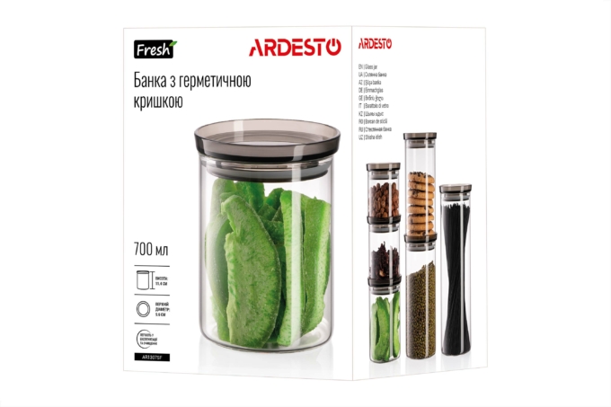 ARDESTO Jar Fresh, 700ml, glass, plastic, transparent