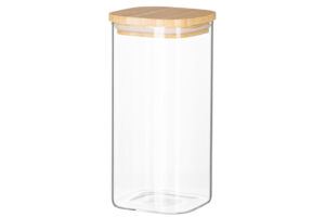 ARDESTO Jar Midori, 700ml, glass, bamboo, square, transparent