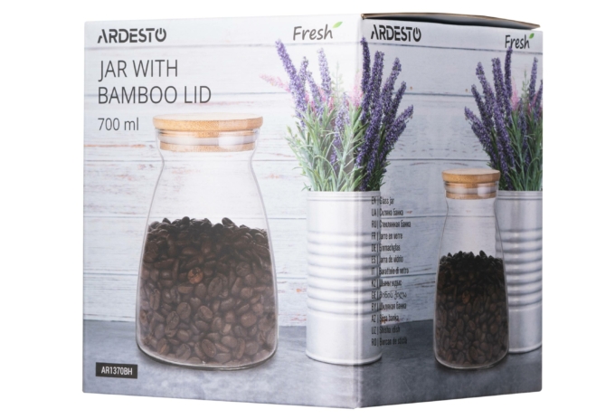 ARDESTO Jar Fresh Hourglass, 700ml, glass, bamboo, transparent