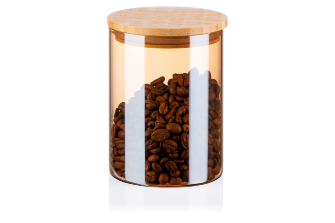 ARDESTO Jar Golden Moon, 540ml, glass, bamboo, round, golden