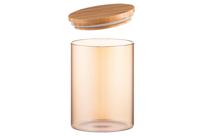 ARDESTO Jar Golden Moon, 540ml, glass, bamboo, round, golden