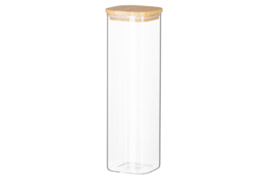 ARDESTO Jar Midori, 1300ml, glass, bamboo, square, transparent