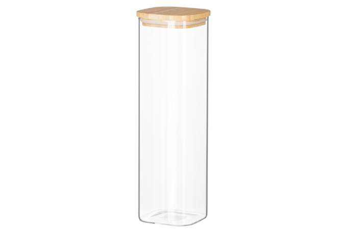 ARDESTO Jar Midori, 1300ml, glass, bamboo, square, transparent