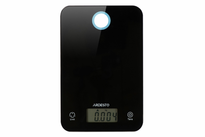 ARDESTO scales for kitchen 5кг, CR2032x2 included, glass, black