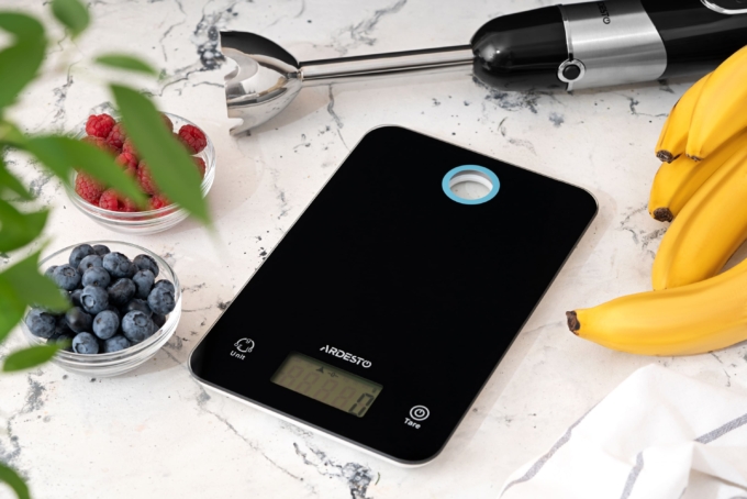 ARDESTO scales for kitchen 5кг, CR2032x2 included, glass, black