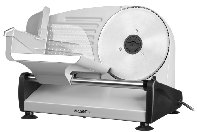 ARDESTO slicer, 150W, blade-stainless steel, diameter of the knife-190мм, corps- iron/plastic, grey-black