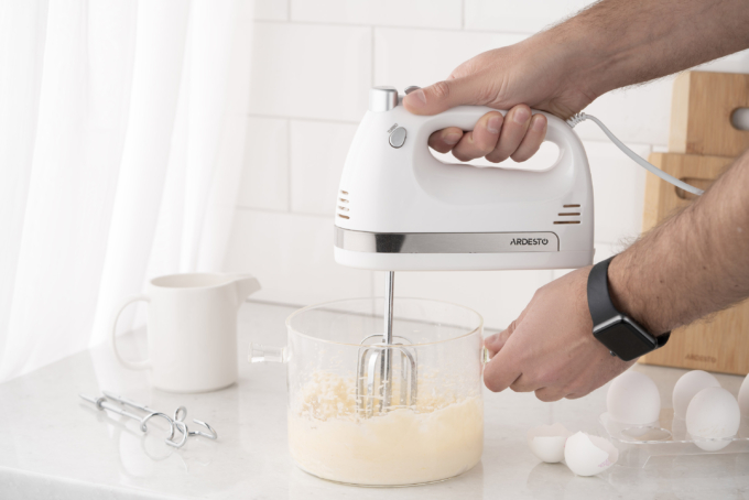 ARDESTO hand mixer 300W, nozzles-4 beaters, turbo mode, white