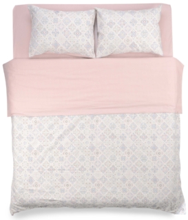 ARDESTO Bedding set 1.5 Gloria, sateen, duvet cover160x220cm, sheet 160x220cm, pillowcases (2) 50x70cm, 100% cotton, azulejo pink