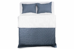 ARDESTO Bedding set 1.5 Gloria, sateen, duvet cover160x220cm, sheet 160x220cm, pillowcases (2) 50x70cm, 100% cotton, geo navy