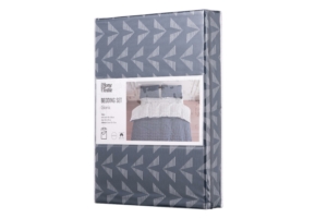 ARDESTO Bedding set 1.5 Gloria, sateen, duvet cover160x220cm, sheet 160x220cm, pillowcases (2) 50x70cm, 100% cotton, geo navy