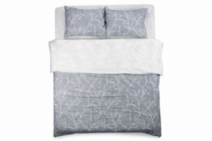 ARDESTO Bedding set 1.5 Gloria, sateen, duvet cover160x220cm, sheet 160x220cm, pillowcases (2) 50x70cm, 100% cotton, gray branch