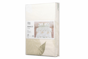 ARDESTO Bedding set 1.5 Gloria, sateen, duvet cover160x220cm, sheet 160x220cm, pillowcases (2) 50x70cm, 100% cotton, leaves green