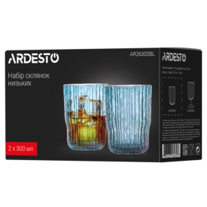 ARDESTO Low glasses set, 300ml, 2pcs, glass, blue