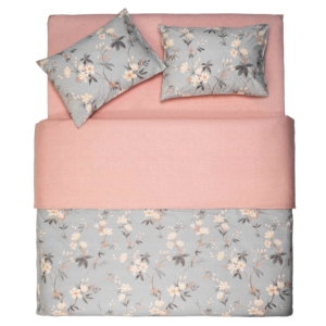 ARDESTO Bedding set 1.5 Gloria, sateen, duvet cover160x220cm, bed sheet 160x220cm, pillowcases (2) 50x70cm, 100% cotton, flowers pink