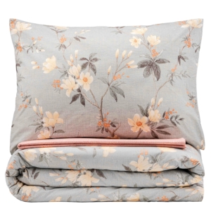 ARDESTO Bedding set 1.5 Gloria, sateen, duvet cover160x220cm, bed sheet 160x220cm, pillowcases (2) 50x70cm, 100% cotton, flowers pink