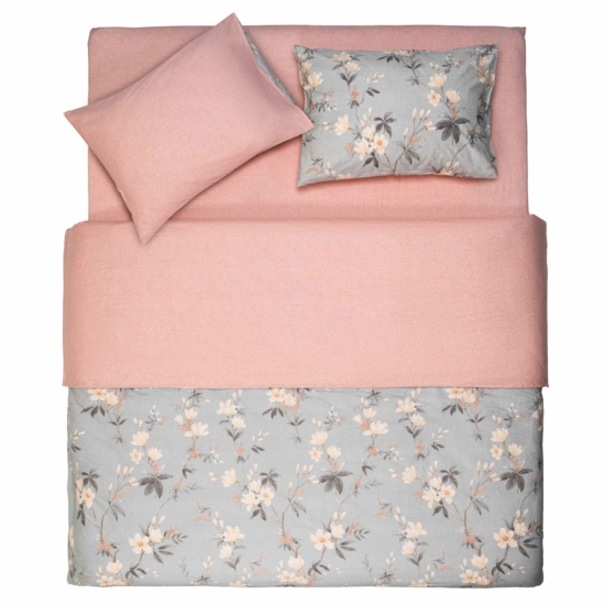 ARDESTO Bedding set 1.5 Gloria, sateen, duvet cover160x220cm, bed sheet 160x220cm, pillowcases (2) 50x70cm, 100% cotton, flowers pink