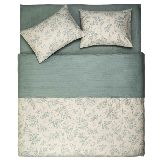 ARDESTO Bedding set 1.5 Gloria, sateen, duvet cover160x220cm, bed sheet 160x220cm, pillowcases (2) 50x70cm, 100% cotton, fern green