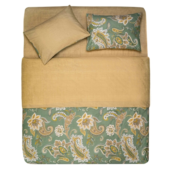 ARDESTO Bedding set 1.5 Gloria, sateen, duvet cover160x220cm, bed sheet 160x220cm, pillowcases (2) 50x70cm, 100% cotton, buta beige